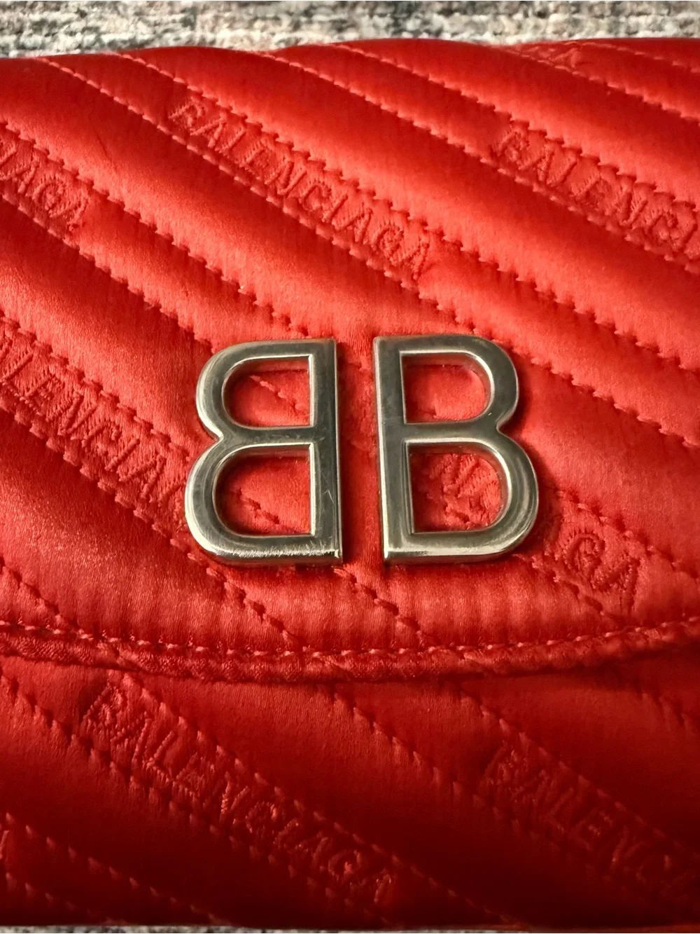 Balenciaga Red Quilted BB Chain Crossbody Bag